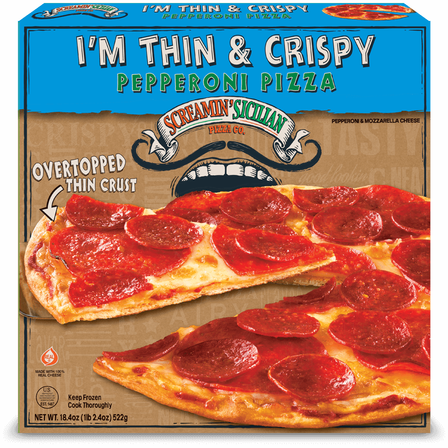 Pepperoni Pizza Thin Crispy Screamin Sicilian